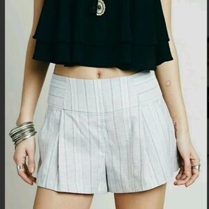 Free People Austin Shorts Linen Blend Striped Size Medium Grey/White/Purple Med